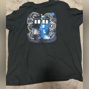 Black Graphic T-Shirt with Blue Sci-Fi Design